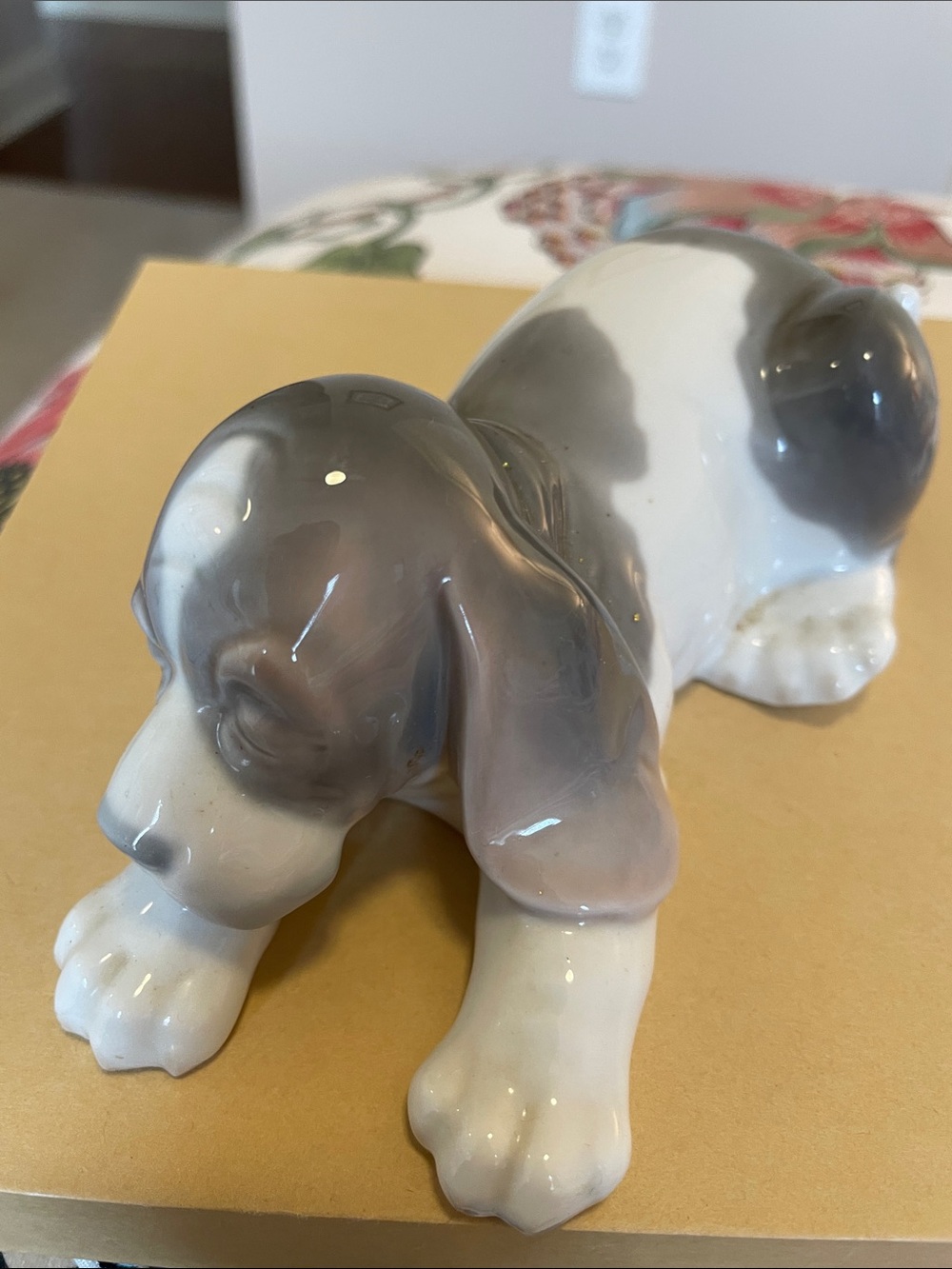 Porcelain Puppy Figurine in White and Gray by Lladri